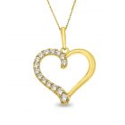 9ct Gold Open Heart Classic Cubic Zirconia Pendant on 18" Curb Chain