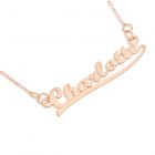 9ct Rose Gold Personalised Underline Name Plate On 16" Trace Chain 