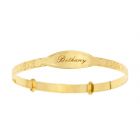 9ct Yellow Gold ID Personalised Heart and Flowers Expanding Bangle
