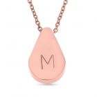 Rose Gold Plated Stainless Steel  Personalised One Initial Teardrop Necklace
