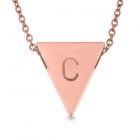 Rose Gold Plated Stainless Steel  Personalised One Initial Triangle Necklace