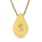 Gold Plated Stainless Steel Personalised One Initial Teardrop Necklace