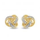 9ct Gold Diamon Set Knot Design Stud Earrings
