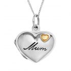 Silver Personalised Mum Heart Locket on 18" Curb Chain
