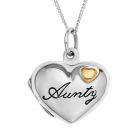 Silver Personalised Aunty Heart Locket on 18"Curb Chain