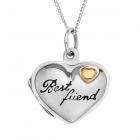 Sterling Silver Personalised Best Friend Heart Locket On 18"Curb Chain