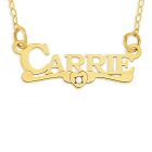 9ct Yellow Gold DIAMOND Name Necklace On 16" Trace Chain