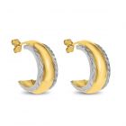 9ct Gold With Rhodium Plated Edges Half Hoop Wedding Band Earrings