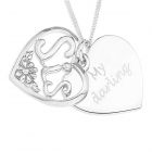 Silver Heart Shaped Disc With Overlaid “Sis” Pendant On 18” Curb Chain