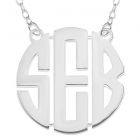 Sterling Silver Personalised 3 Initial Monogram Necklace On 16" Trace Chain