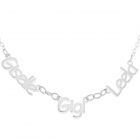 Sterling Silver Personalised Three Names Necklace On 16" Trace Chain