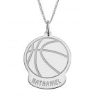 Sterling Silver Personalised Basketball Pendant On 18" Curb Chain