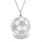 Sterling Silver Personalised Football Pendant On 18" Curb Chain