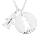 Sterling Silver Personalised Cut Out Boy Disc Pendant On 18" Trace Chain