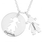 Sterling Silver Personalised Cut Out Girl Disc Pendant On 18" Trace Chain