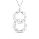 Sterling Silver Personalised Two Twisted Ring Pendant On 18" Curb Chain