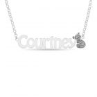 Sterling Silver Personalised Name Necklace With Teddy Bear On 16" Belcher Chain