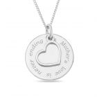 Sterling Silver Disc 'Mother's Love is Never Ending' with Heart Charm