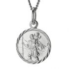 Silver Personalised Small St. Christopher Pendant on 18" Curb Chain