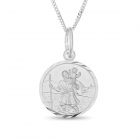 Silver Personalised St. Christopher Disc Pendant on 18" Curb Chain
