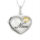 Silver Personalised Niece Heart Locket on 18" Curb Chain