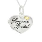 Silver Personalised Someone Special Heart Locket on 18"Curb Chain