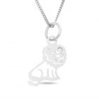 Sterling Silver Cut Out Lion Pendant On 18" Curb Chain