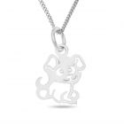 Sterling Silver Cut Out Dog Pendant On 18" Curb Chain