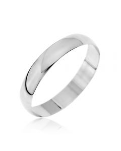 9CT White Gold D Shape 4 MM Plain Wedding Band Ring