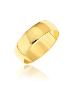 9CT Yellow Gold D Shape 6MM Unisex Wedding Ring