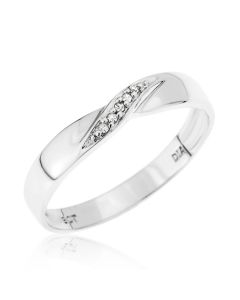 9ct White Gold Diamond Set Twisted Wedding Ring