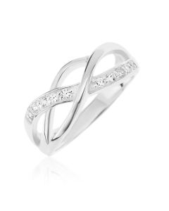 Sterling Silver Cubic Zirconia Crossover Ring