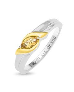 Rhodium And Gold Plated Silver 'I Want All Of You'  Twist Single Stone Ring