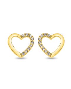 9ct Gold Cubic Zirconia Open Heart Earrings  