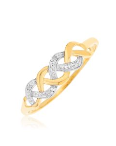 9ct Gold Crossover Diamond Accent Ring
