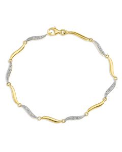 9ct Yellow Gold Diamond Set 7.25" Bracelet