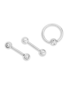 Stainless Steel Set Of Two Body Bars And Ring Jewellery