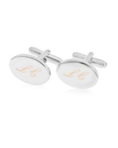 Silver Plated Base Metal Personalised Two Initial Cufflinks
