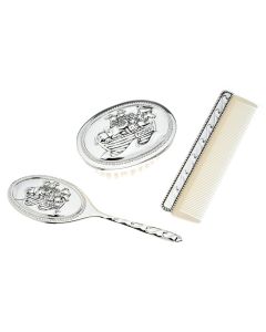 Silver Plated Base metal Chirl's 2 x Brush and Mirror Set Giftwear
