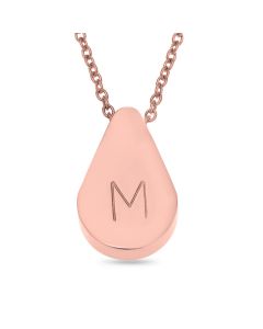 Rose Gold Plated Stainless Steel  Personalised One Initial Teardrop Necklace