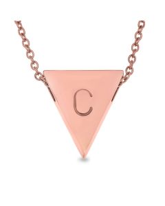 Rose Gold Plated Stainless Steel  Personalised One Initial Triangle Necklace