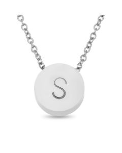 Stainless Steel Personalised One Initial Round Necklace 