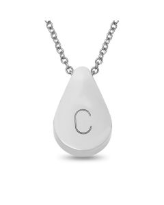Stainless Steel Personalised One Initial Teardrop Necklace