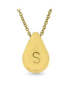 Gold Plated Stainless Steel Personalised One Initial Teardrop Necklace