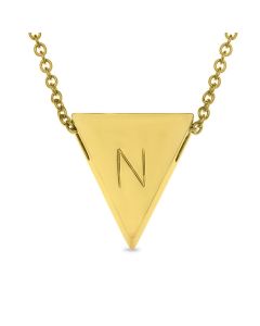 Gold Plated Stainless Steel Personalised One Initial Triangle Necklace 