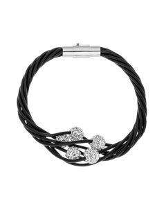 Multi Strand Leather Bracelet with Crystal