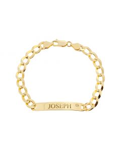 9ct Yellow Gold Curb Chain ID Bracelet Personalised With One Name