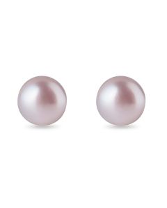 9ct White Gold Freshwater Pearl Purple Stud Earrings