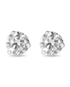 9CT White Gold 6MM Three Claws Clear CZ Stud Earrings