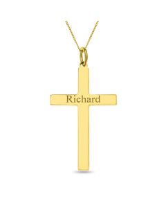 9ct Personalised Yellow Gold Cross Pendant on 18" Trace Chain